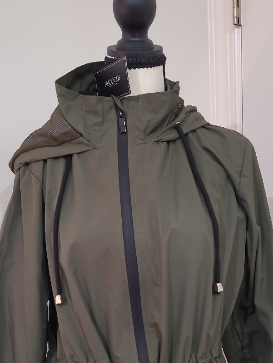 Avoogue Hooded Drawstring Rain Coat- Olive Green - Picture 2 of 9